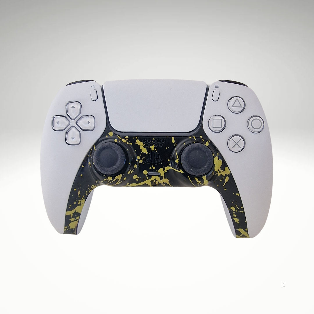Black & Yellow Splatter DualSense Controller Trim.